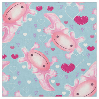 Tecido Axolotl Amor rosa e azul
