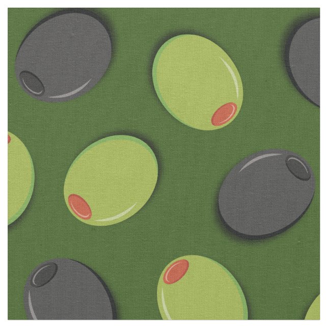 Tecido Azeita Comida branca e verde (Detalhe)