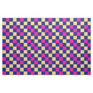 Tecido Azul Amarelo Rosa Xadrez Padrão Design 