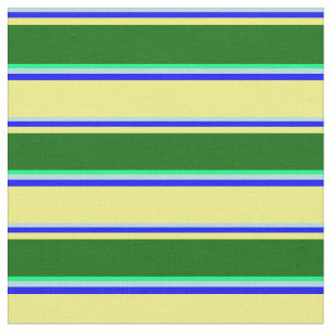 Tecido Azul, Azul, Amarelo, Verde Escuro e Verde