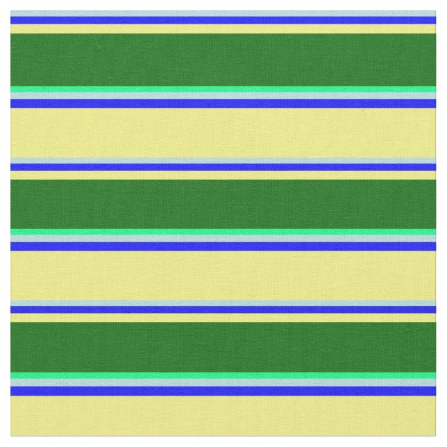 Tecido Azul, Azul, Amarelo, Verde Escuro e Verde (Detalhe)