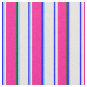 Tecido Azul, Azul Claro, Branco, Rosa Profundo, Verde Esc