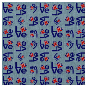 Tecido Azul Britânico AMOR Telha Bandeira do Coração do R