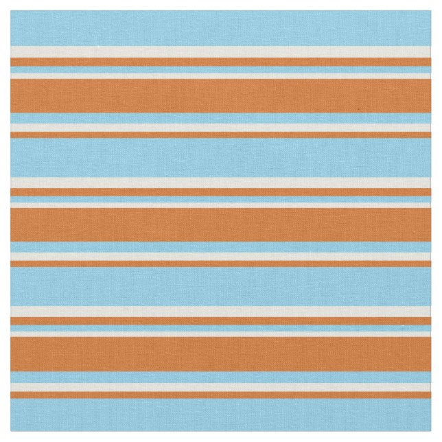 Tecido Azul-céu, chocolate e riscas beges (Detalhe)