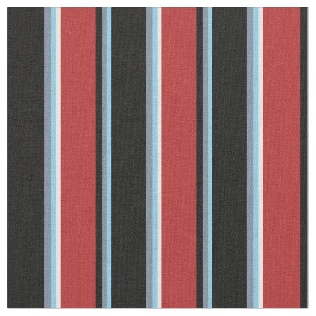Tecido Azul-Céu, Cinza Leve, Preto, Vermelho, Creme De Ca (Detalhe)