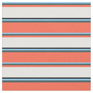 Tecido Azul-Céu, Cinzas Escuras, Vermelho, Creme da Casa