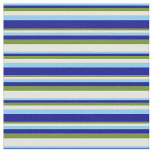 Tecido Azul-céu claro, azul escuro, verde e creme minúscu