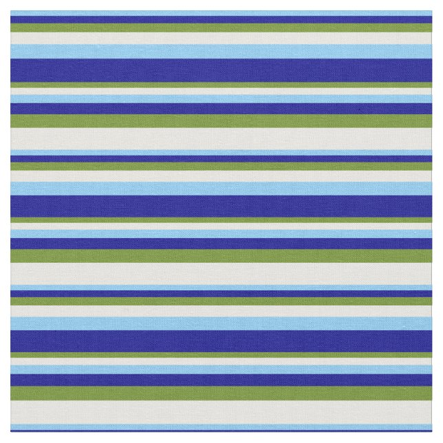 Tecido Azul-céu claro, azul escuro, verde e creme minúscu (Detalhe)