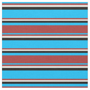 Tecido Azul-céu profundo, castanho, amarelo-claro e preto