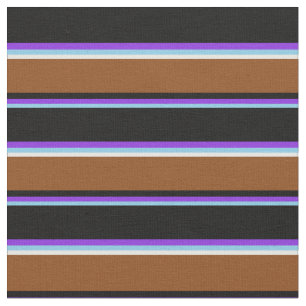 Tecido Azul-céu, roxo, preto, castanho e branco colorido