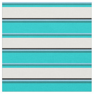 Tecido Azul-Céu, Teal, Turquesa Escura, Branco e Preto