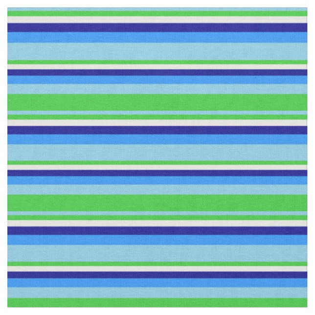 Tecido Azul-céu, Verde limão, creme de casa, azul escuro  (Detalhe)