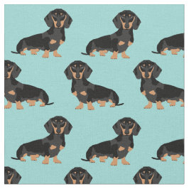 Tecido Azul-claro-claro-preto-e-castanho-dachshund