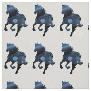 Tecido azul da região selvagem do cavalo