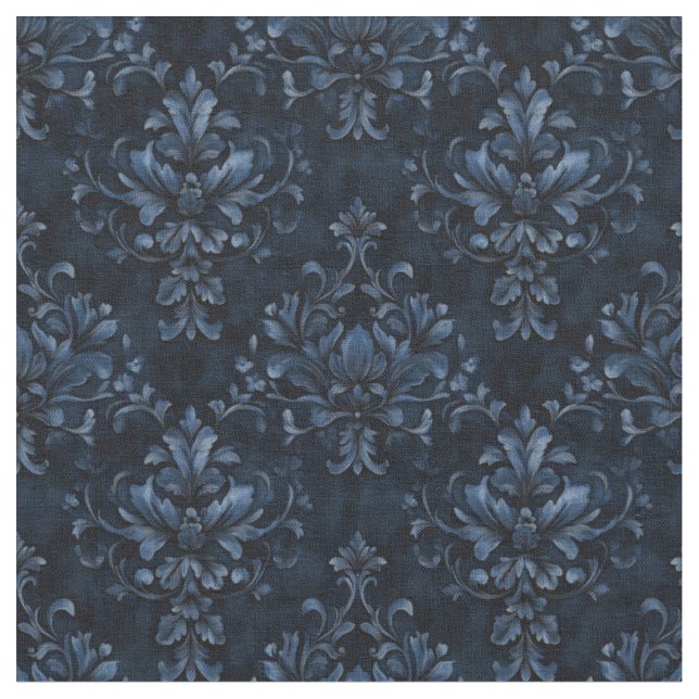 Tecido Azul - Damasco no Azul Escuro (Detalhe)