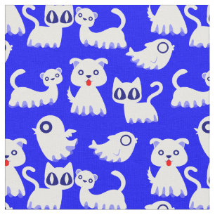 Tecido azul de cão-furão fantasma de halloween