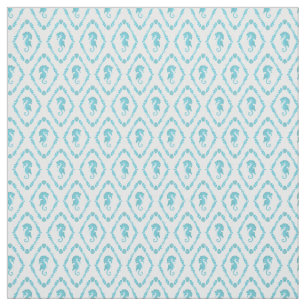 Tecido Azul Diamante Geométrico Padrão Branco