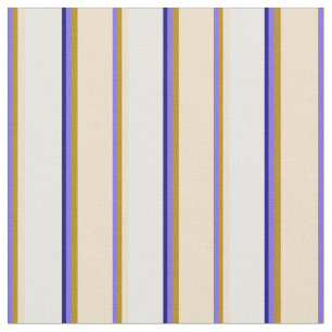 Tecido Azul Diário Médio, Goldenród, Tan, Branco e Azul
