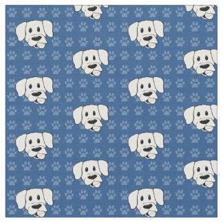 Tecido azul dos pawprints de Labrador dos desenhos