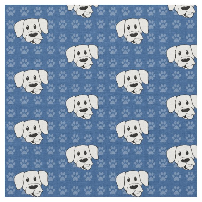 Tecido azul dos pawprints de Labrador dos desenhos (Detalhe)