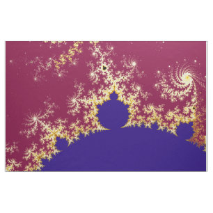 Tecido Azul Dourado Fractal Vermelho