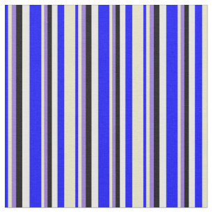 Tecido Azul, Dourado Pálido, Roxo, Linhas Pretas e Branca