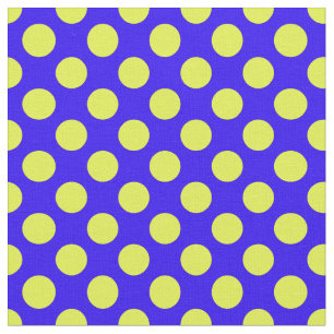 Tecido azul e amarelo das bolinhas
