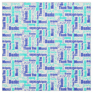 Tecido Azul e Turquesa Obrigado Nuvem de Palavras
