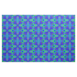 Tecido azul e verde do abstrato da flor