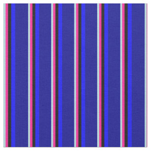 Tecido Azul em pó, rosa profundo, preto, azul e azul escu