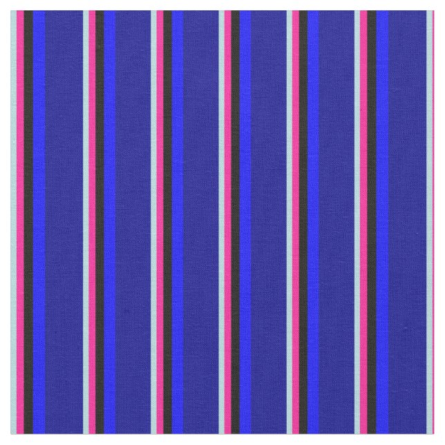 Tecido Azul em pó, rosa profundo, preto, azul e azul escu (Detalhe)