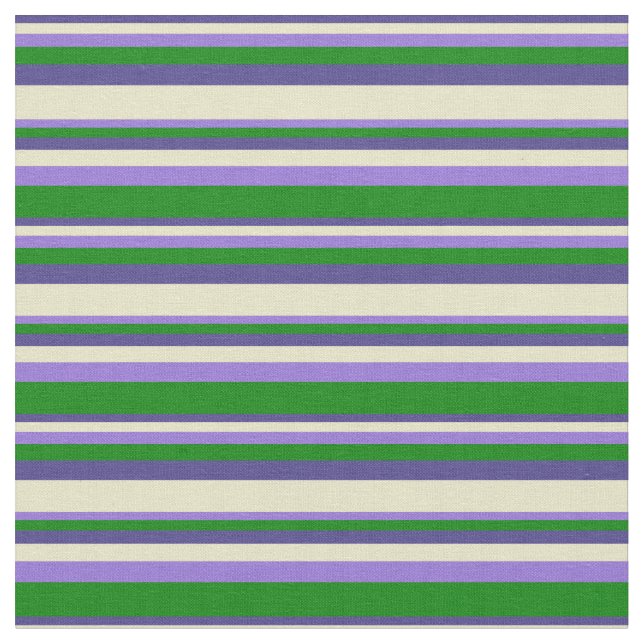 Tecido Azul Escuro, Dourado Pálido, Roxo e Verde (Detalhe)