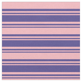 Tecido Azul Escuro e faixas de Rosas claro