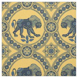 Tecido Azul Escuro e Leão Amarelo de Ruas. Julian