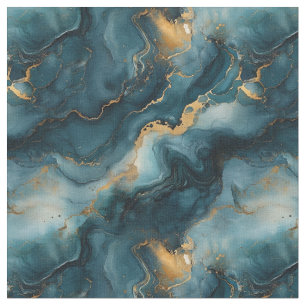 Tecido Azul escuro e mármore Dourado