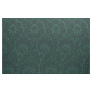 Tecido Azul-escuro Floral Renascentista Verde