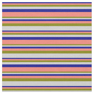 Tecido Azul escuro, Salmão, Verde e Cinzas claras colorid