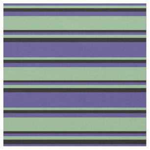 Tecido Azul Escuro, Verde Mar Escuro e Padrão Preto