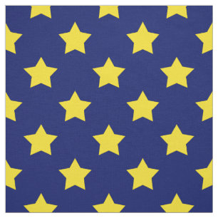 Tecido Azul Estrelas Amarelas - Padrão Têxtil Decorativo