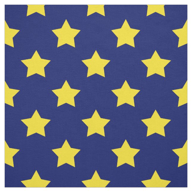 Tecido Azul Estrelas Amarelas - Padrão Têxtil Decorativo (Modelo)