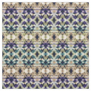 Tecido Azul-étnico, ikat bege