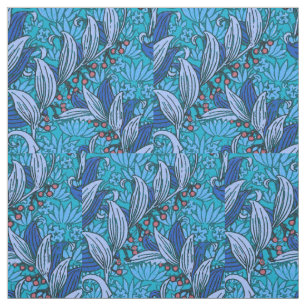 Tecido Azul Floral Antiquado Boho Moderno