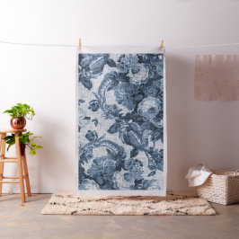 Tecido Azul Indígo Vintage Botânico #5 Toile Floral