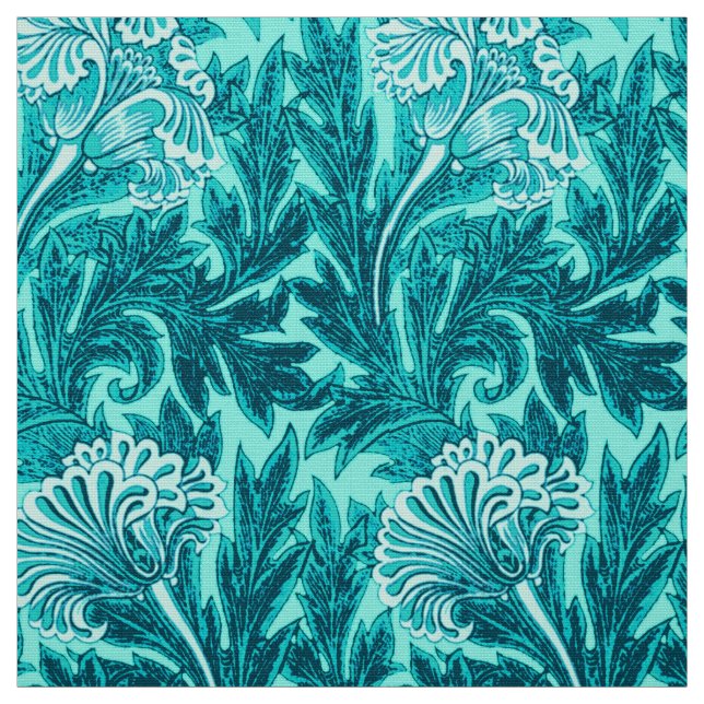 Tecido Azul Jacobean do damasco, da turquesa e da cerceta (Modelo)