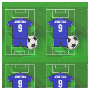 Tecido Azul Jersey personalizado com branco