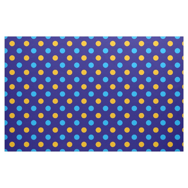 Tecido Azul Marinho Amarelo Ciano Desenho de Bolinhas  (Fat Quarter)