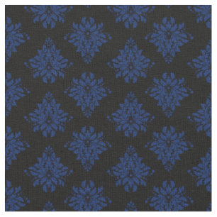 Tecido Azul Marinho Damask sobre Preto
