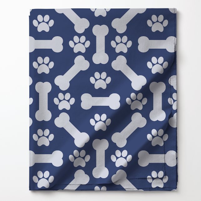 Tecido Azul Marinho e Ossos de Cachorro com Estampa de Pe (Criador carregado)
