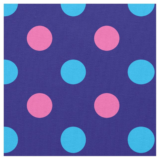 Tecido Azul Marinho Rosa Ciano Padrão de Bolinhas (Detalhe)