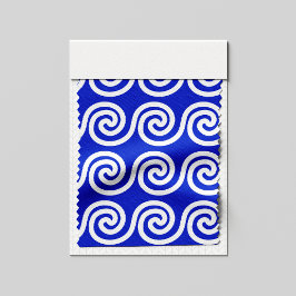 Tecido Azul Padrão de Ondas Chave Meander Grego